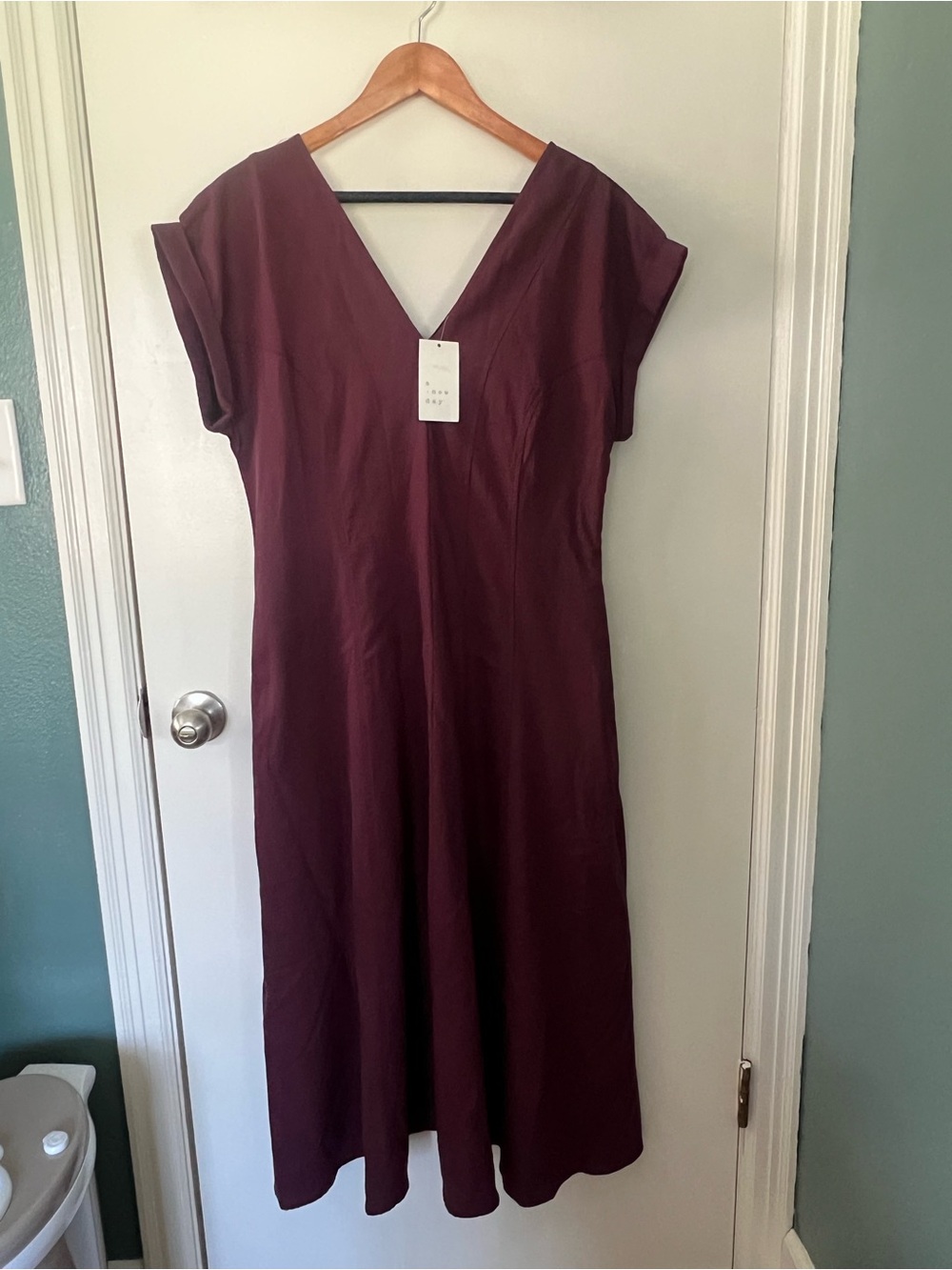 a new day Burgundy V-Neck Midi Dress